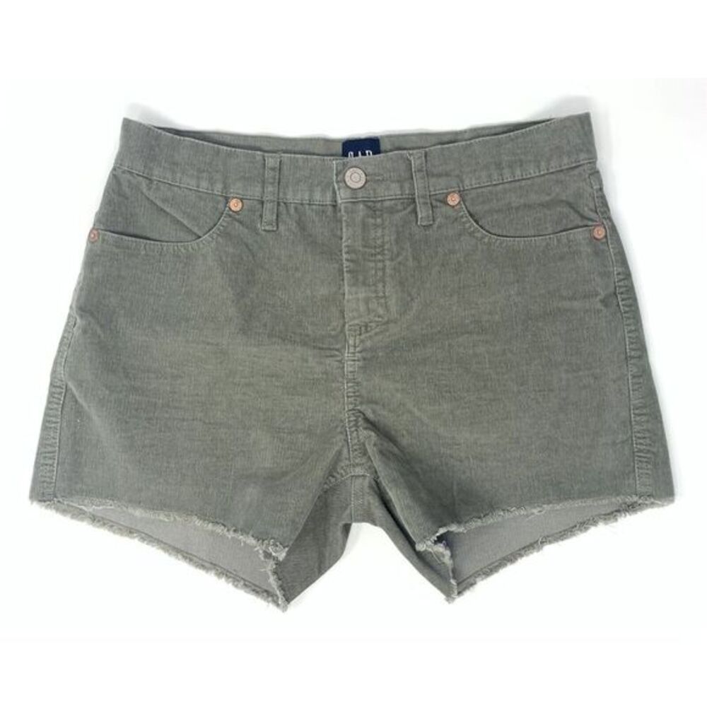 GAP Olive Green Cotton Blend Courdaroy Raw Hem Flat Front Women's Shorts Size 4